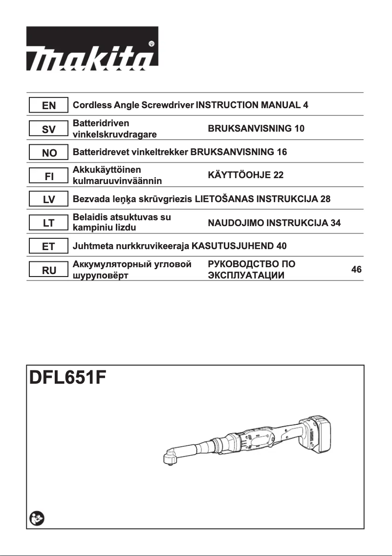 Página 1 del manual Manual de usuario Makita DFL651F