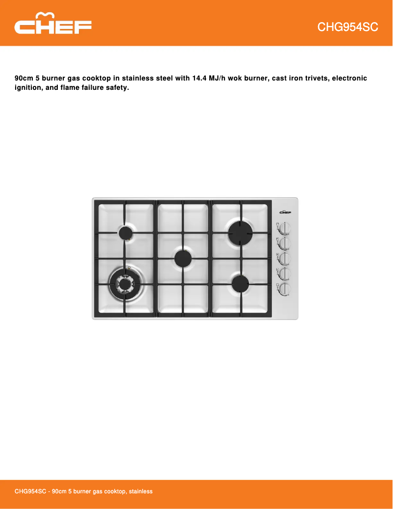 Página 1 del manual Ficha técnica Chef CHG954SC