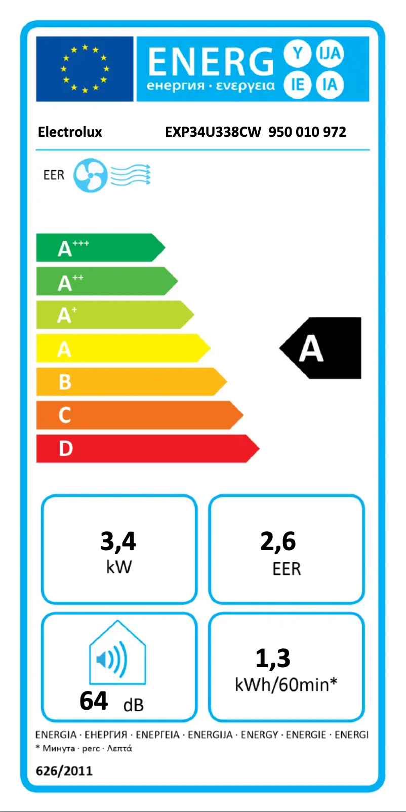 Página 1 del manual Etiqueta energética Electrolux EXP34U338CW