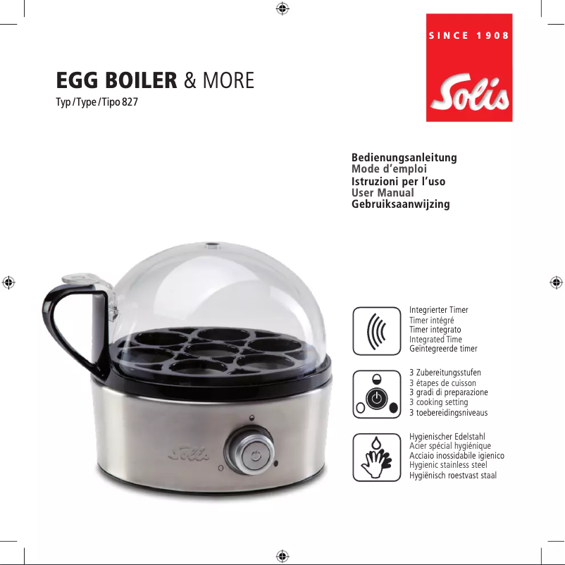 Imagen de la primera página del manual del dispositivo Egg Boiler & More 827