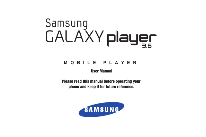 Imagen de la primera página del manual del dispositivo Galaxy Player 3.6