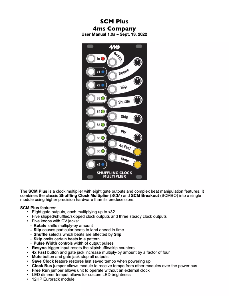 Imagen de la primera página del manual del dispositivo SCM Plus
