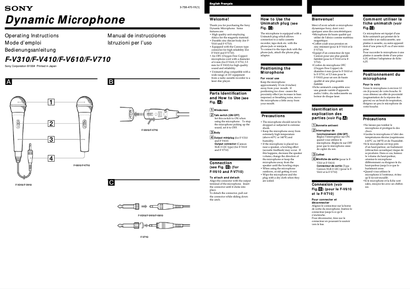 Imagen de la primera página del manual del dispositivo F-V710