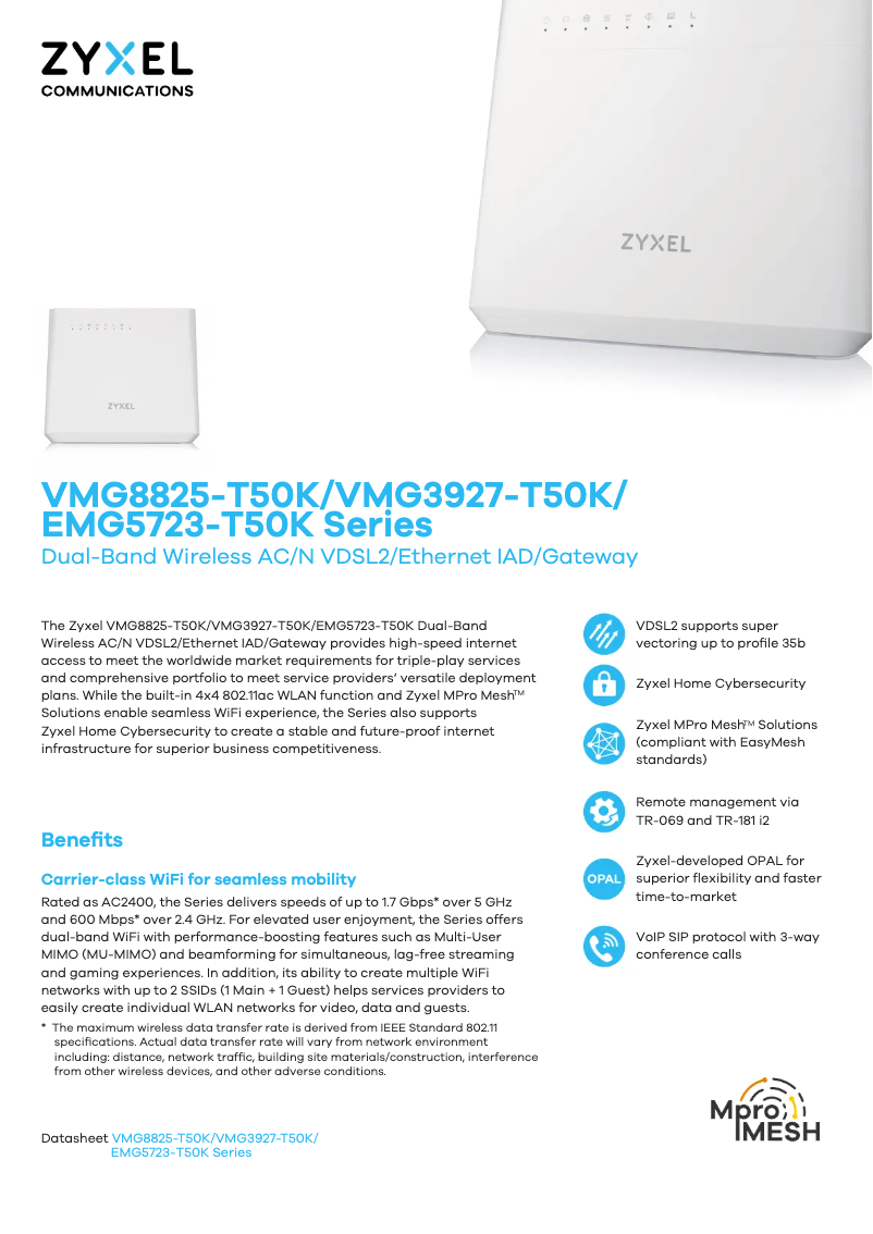 Imagen de la primera página del manual del dispositivo VMG8825-T50K