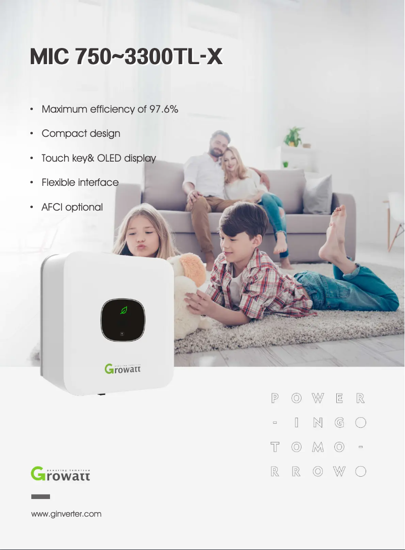Página 1 del manual Ficha técnica Growatt MIC 3300TL-X