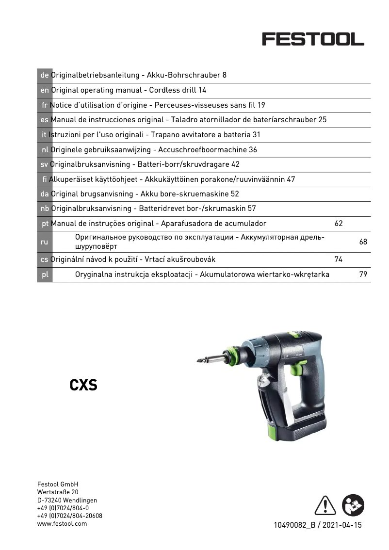 Página nº 1 - Manual de usuario Festool CXS 2,6-Plus