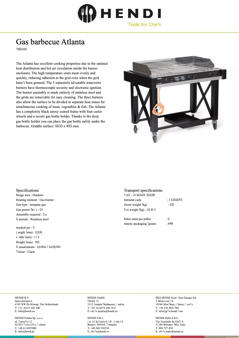 Página 1 del manual Ficha técnica Hendi 700105