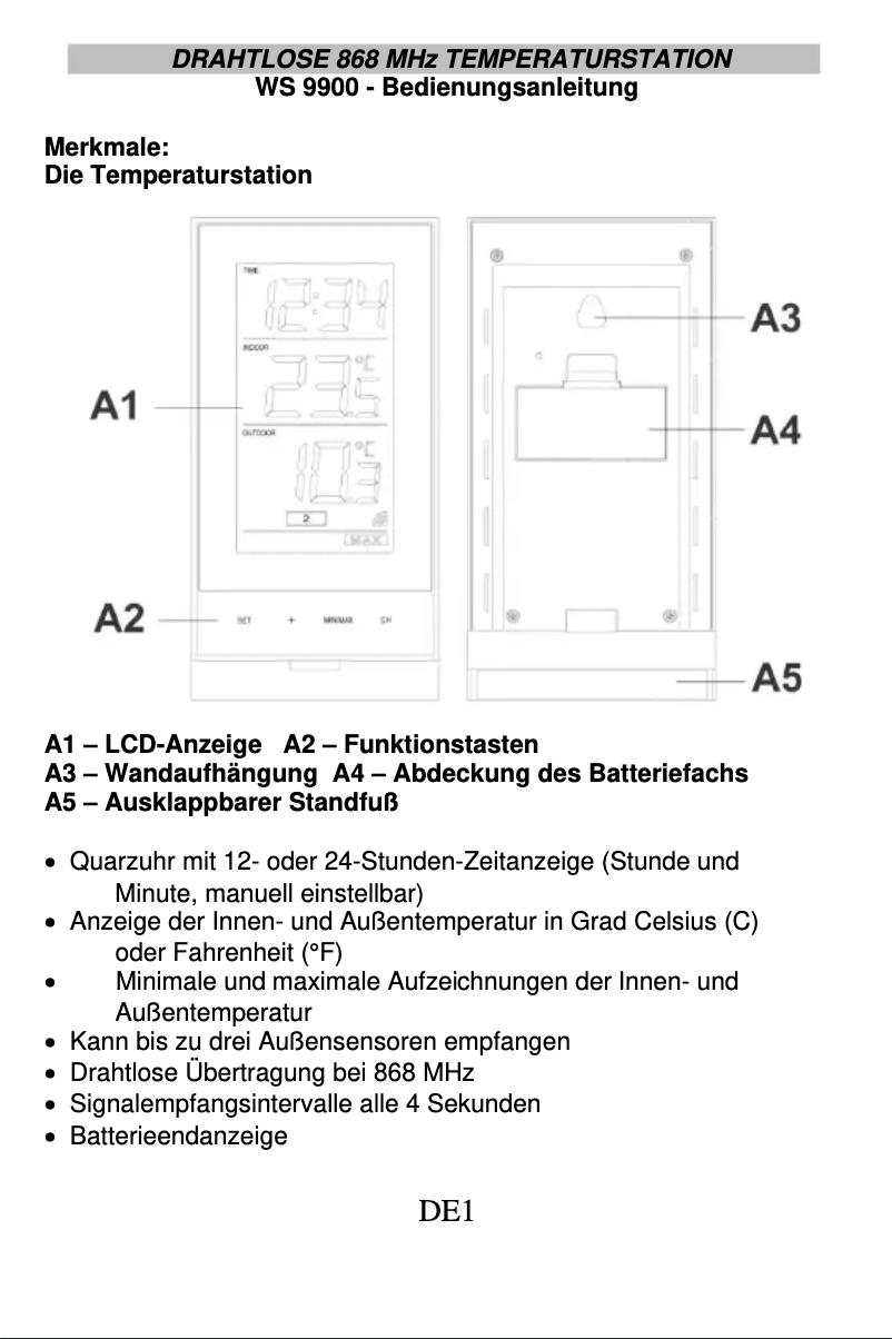 Página 1 del manual Manual de usuario Techno Line WS 9900
