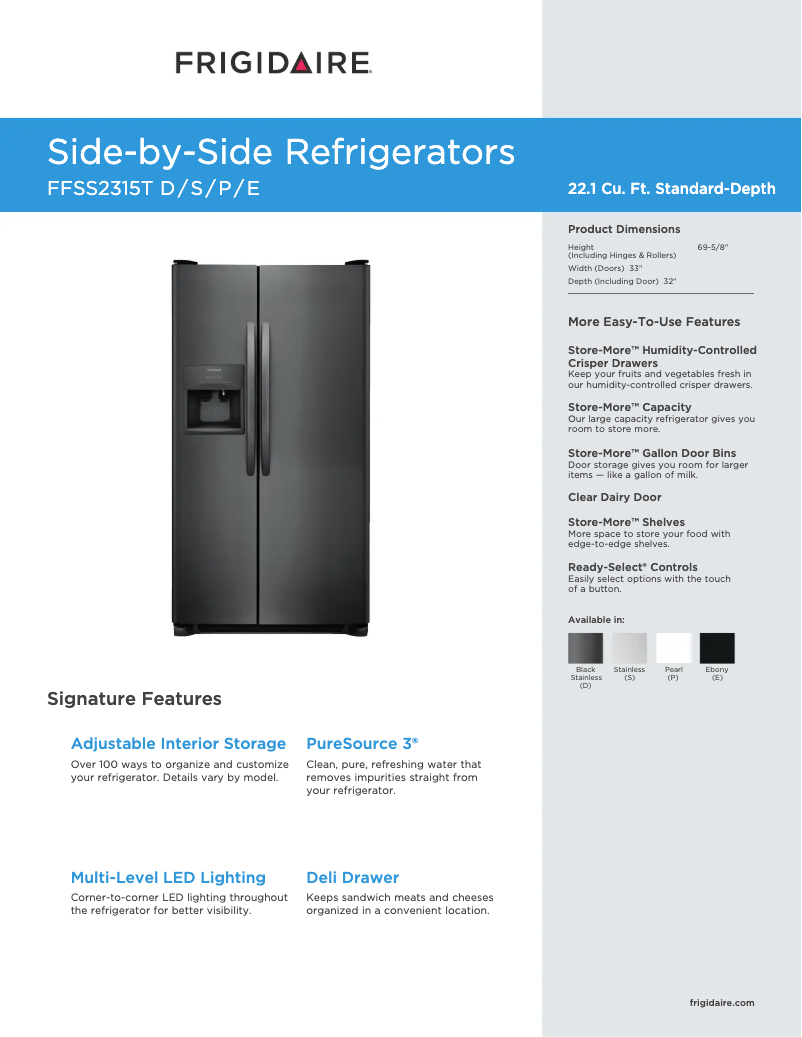 Imagen de la primera página del manual del dispositivo FFSS2315TS
