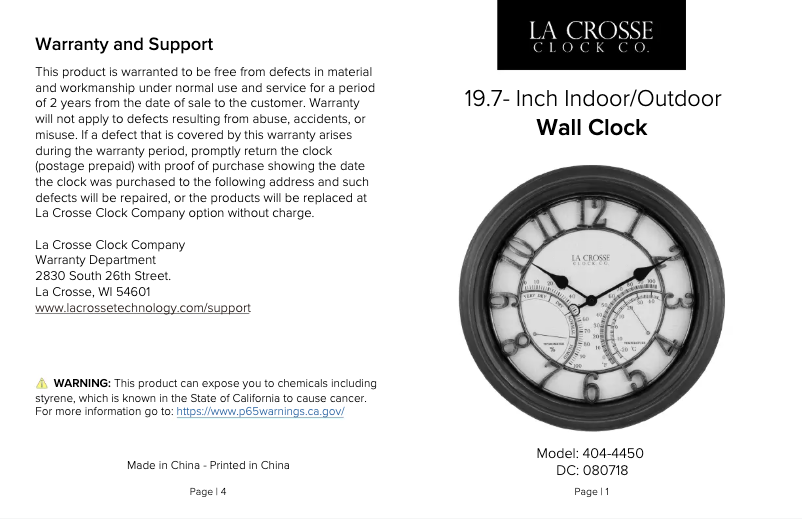 Imagen de la primera página del manual del dispositivo 404-4450