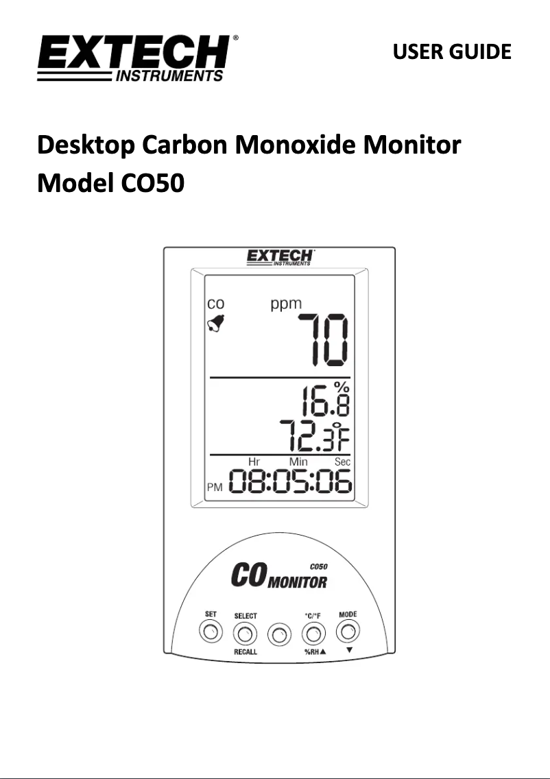 Página 1 del manual Manual de usuario Extech CO50