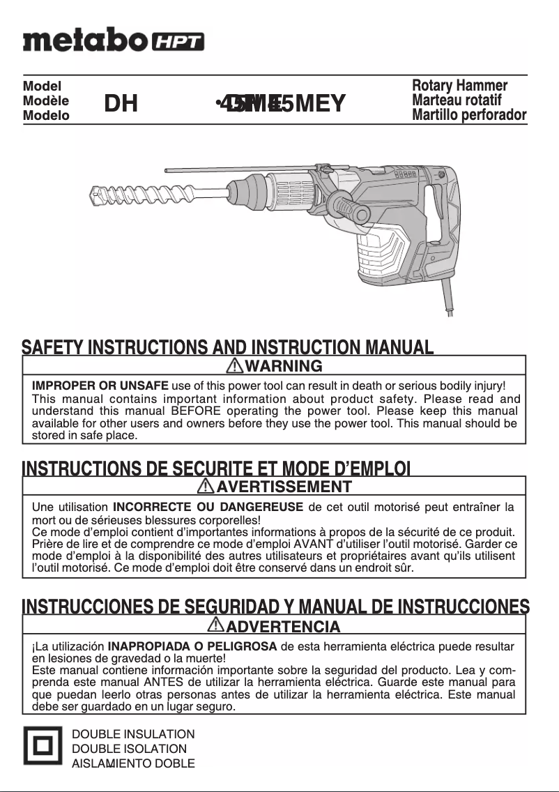 Página nº 1 - Manual de usuario Metabo DH 45ME