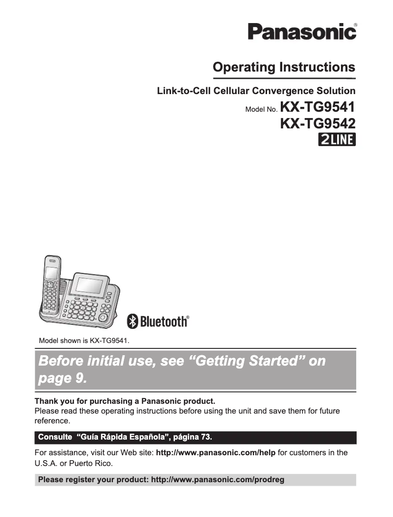 Página 1 del manual Manual de usuario Panasonic KX-TG9542B