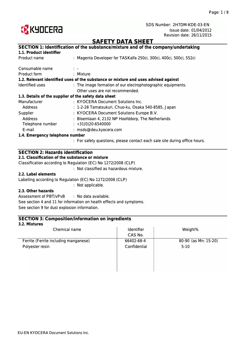 Página 1 del manual Instrucciones de seguridad Kyocera TASKalfa 500ci
