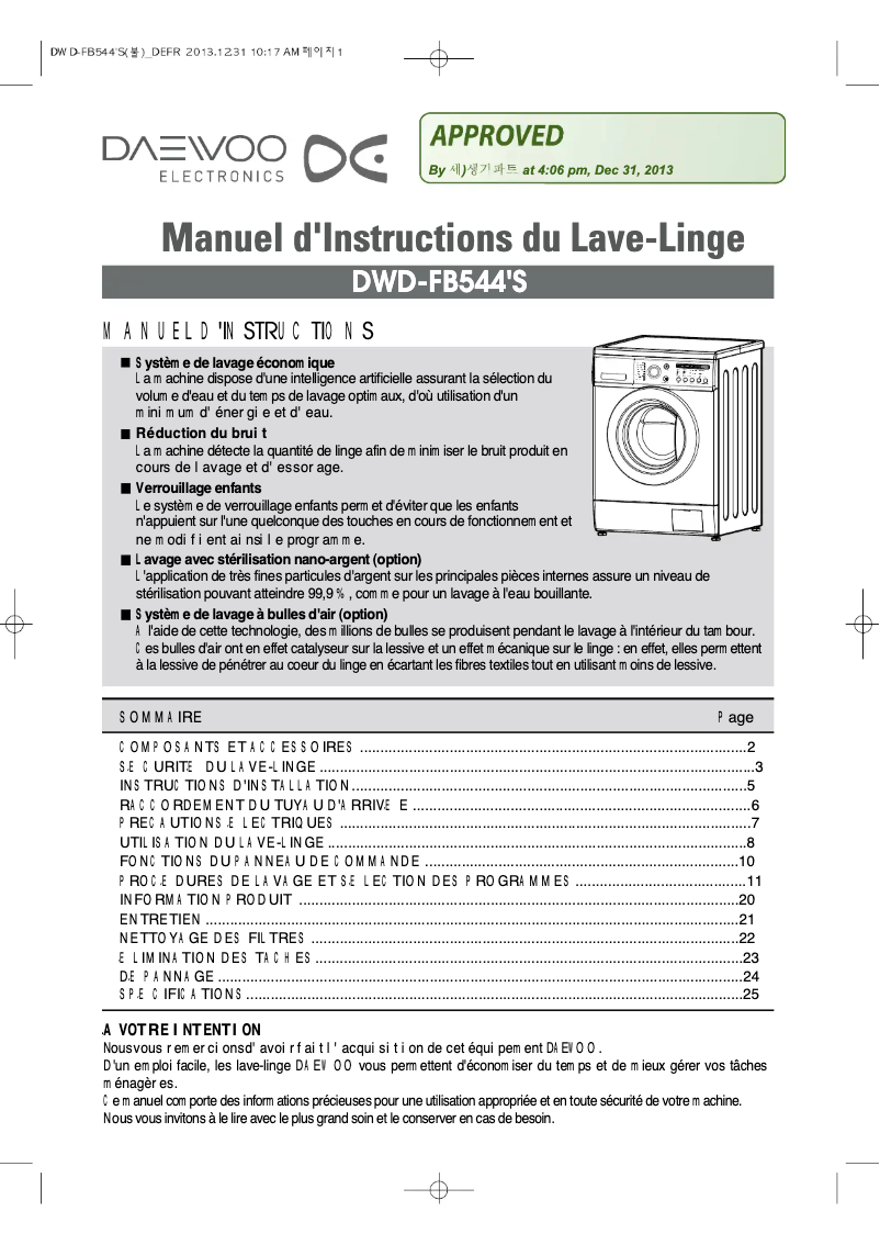 Página 1 del manual Manual de usuario Daewoo DWD-FB544KCE