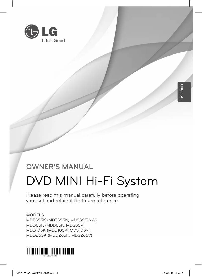 Imagen de la primera página del manual del dispositivo MDD105K