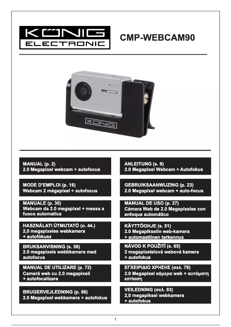 Imagen de la primera página del manual del dispositivo CMP-WEBCAM90