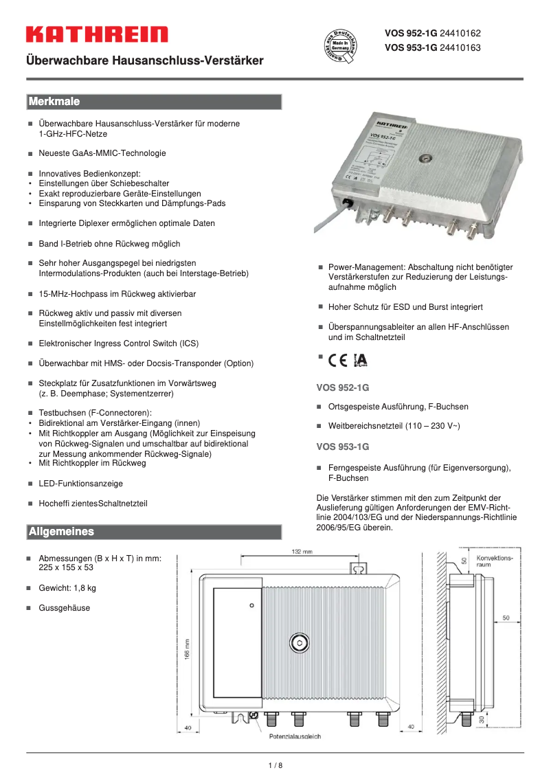 Página 1 del manual Manual de usuario Kathrein VOS 953-1G