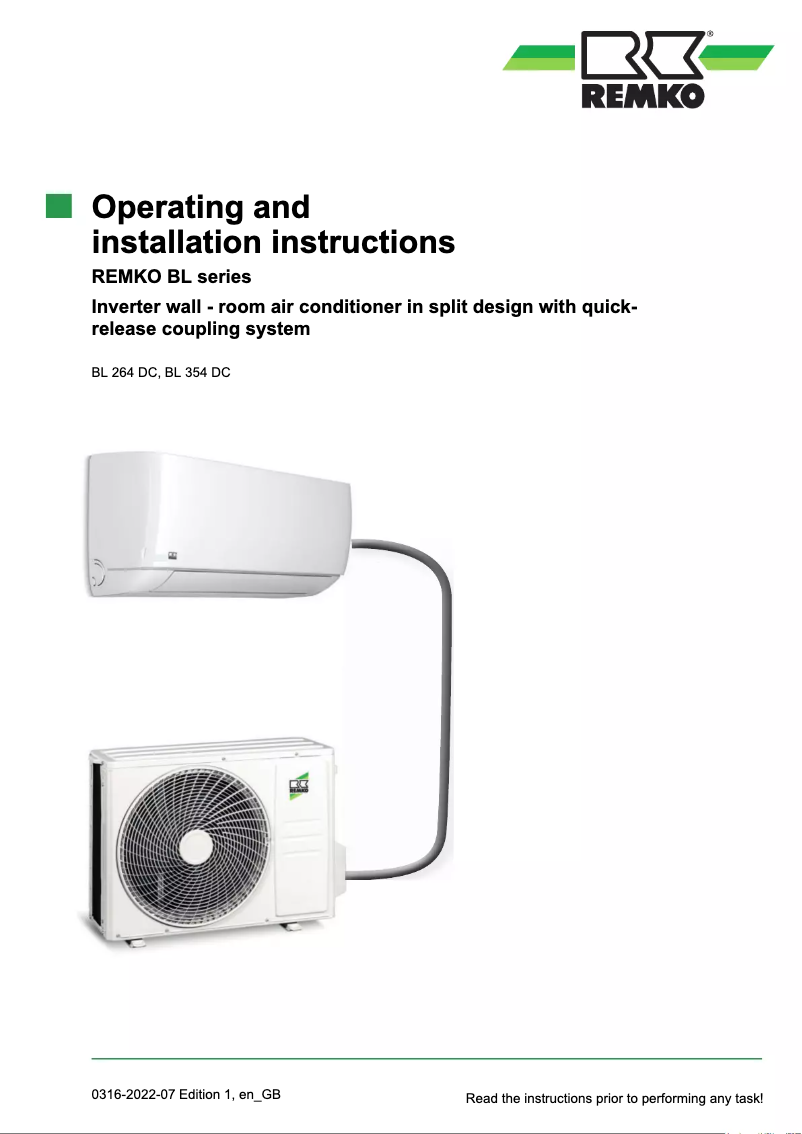 Imagen de la primera página del manual del dispositivo BL 354 DC