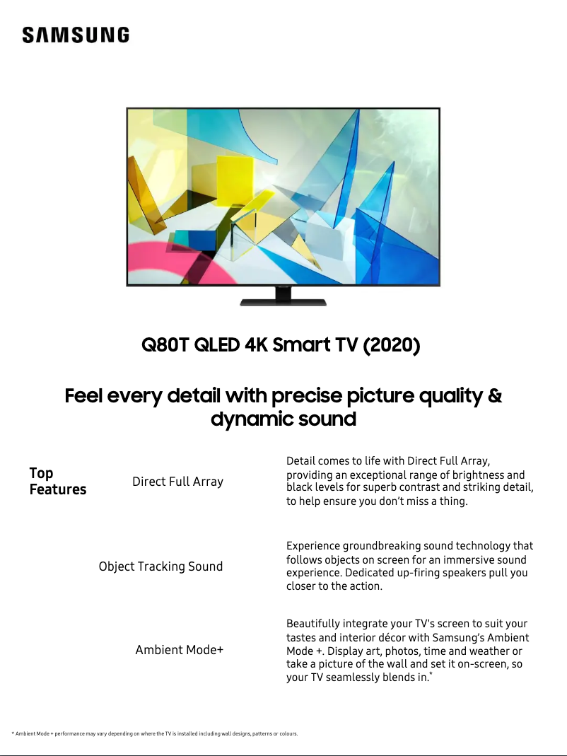 Imagen de la primera página del manual del dispositivo QA65Q80TAWXXY