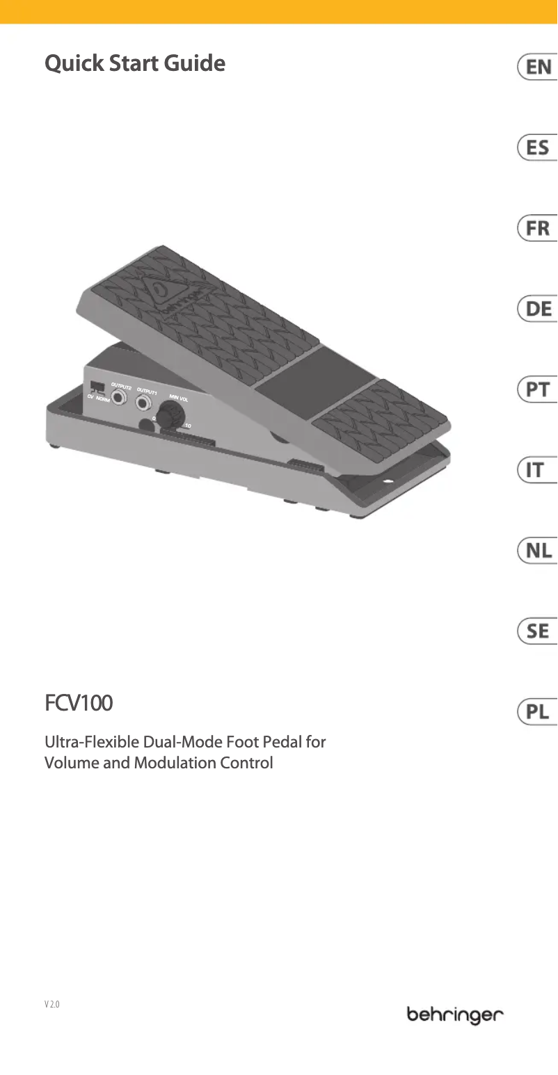 Imagen de la primera página del manual del dispositivo Foot Controller FCV100