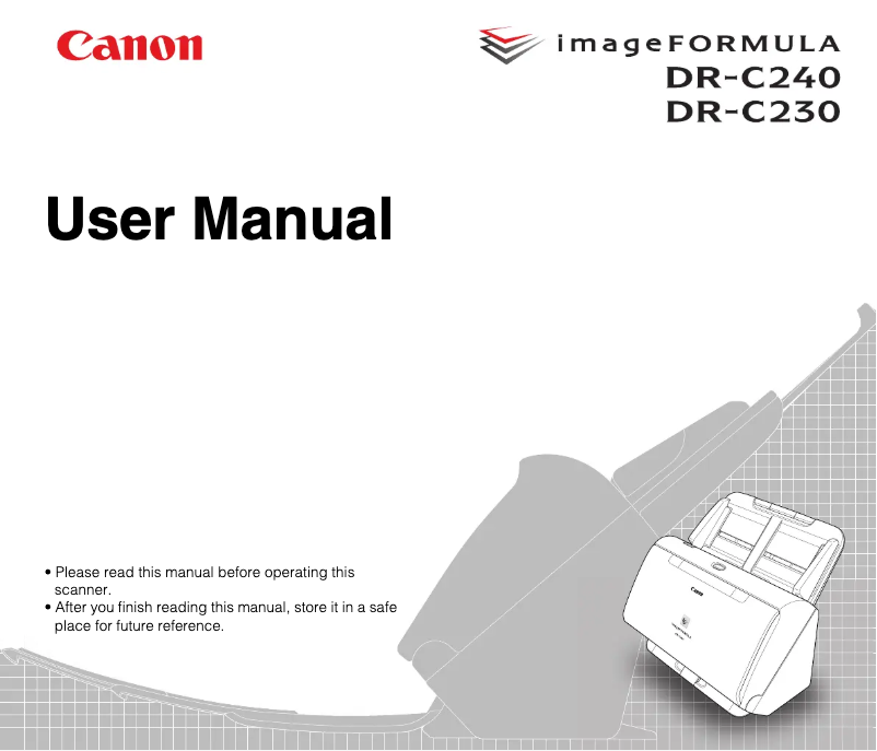 Imagen de la primera página del manual del dispositivo ImageFORMULA DR-C230