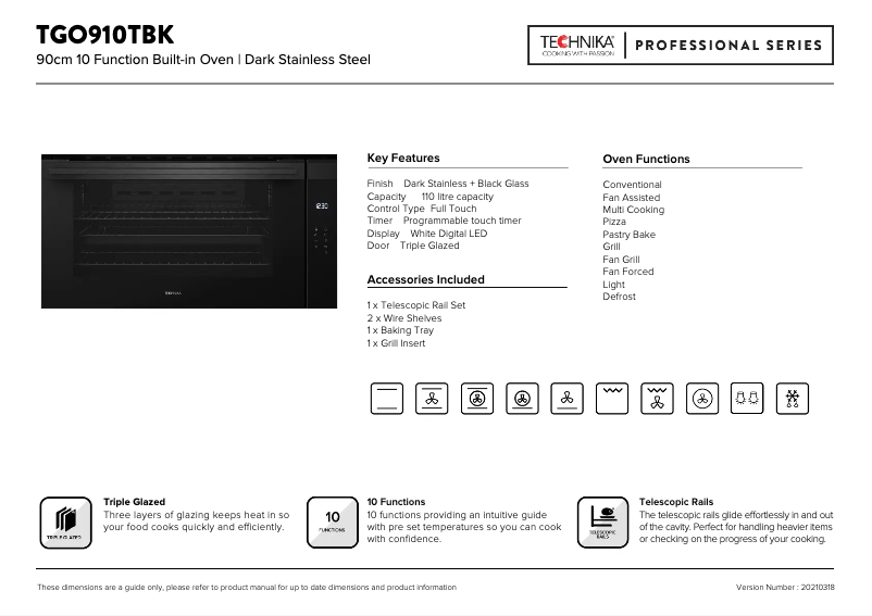 Imagen de la primera página del manual del dispositivo TGO910TBK