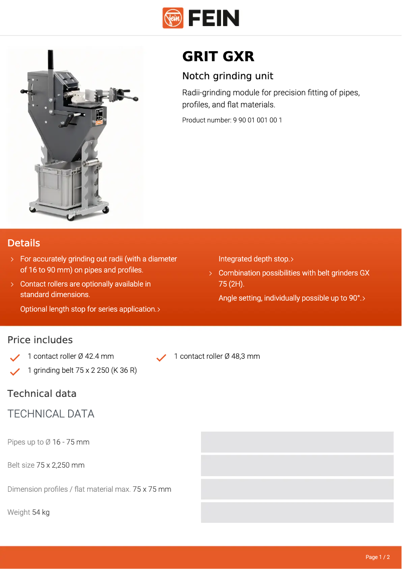 Imagen de la primera página del manual del dispositivo GRIT GXR
