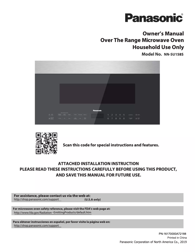 Página 1 del manual Manual de usuario Panasonic NN-SU158S