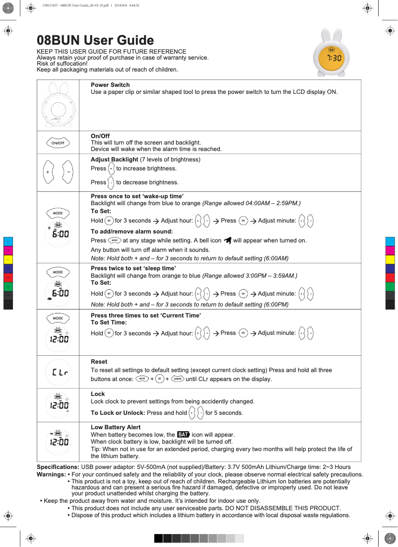 Imagen de la primera página del manual del dispositivo 08BUN