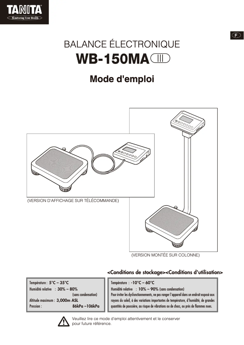 Página 1 del manual Manual de usuario Tanita WB-150MA
