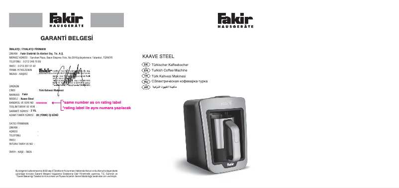 Página 1 del manual Manual de usuario Fakir Kaave Steel