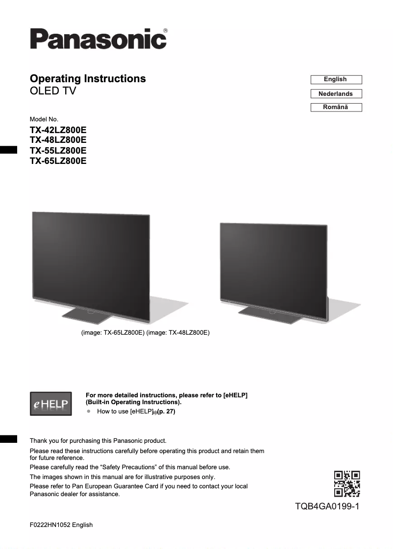 Imagen de la primera página del manual del dispositivo TX-42LZ800E