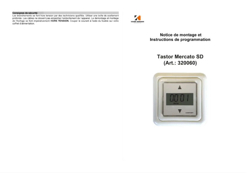 Imagen de la primera página del manual del dispositivo Tastor Mercato SD