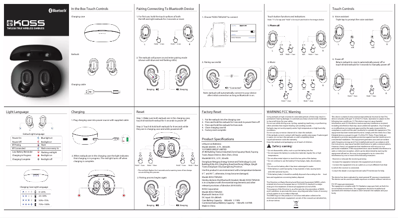 Imagen de la primera página del manual del dispositivo TWS250i