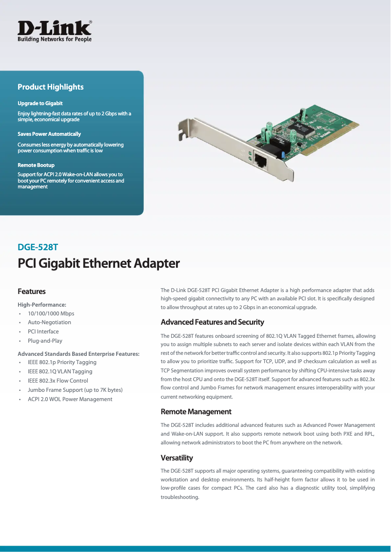 Imagen de la primera página del manual del dispositivo DGE-528T