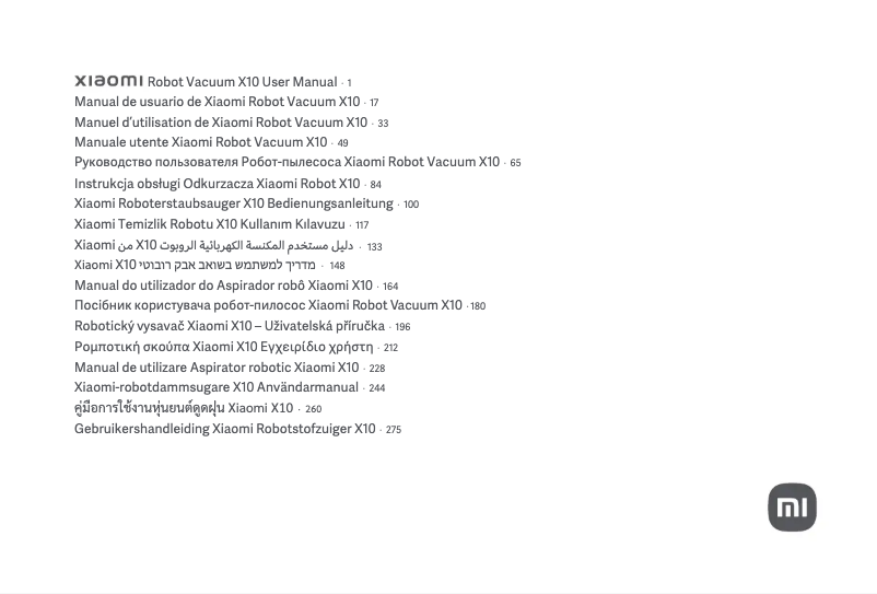Imagen de la primera página del manual del dispositivo Robot Vacuum X10
