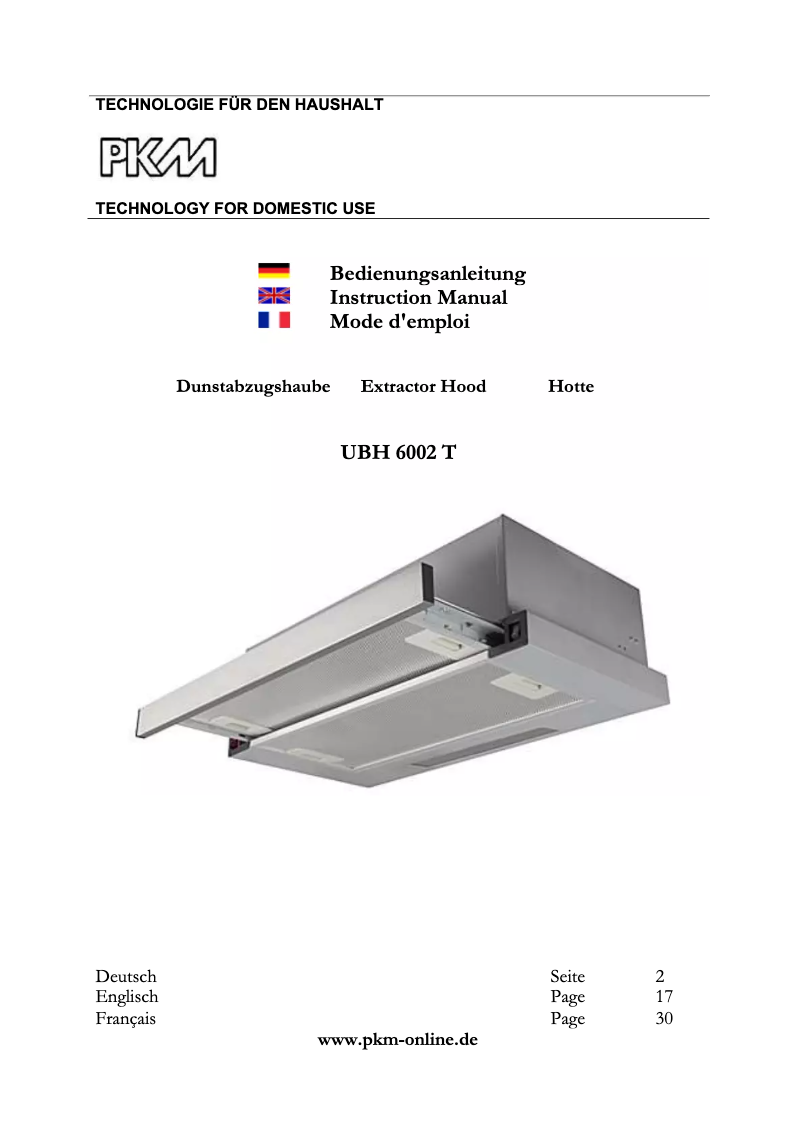 Imagen de la primera página del manual del dispositivo UBH6002T
