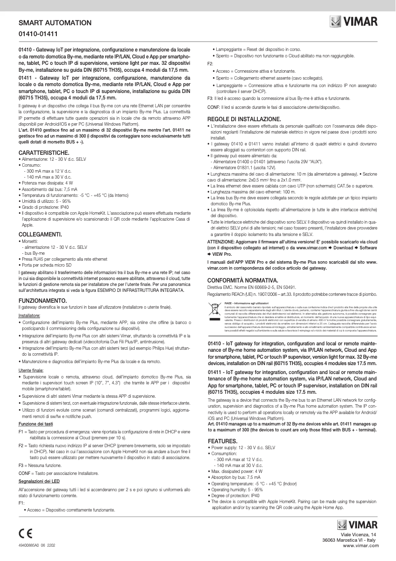 Página 1 del manual Instrucciones / montaje Vimar 01410