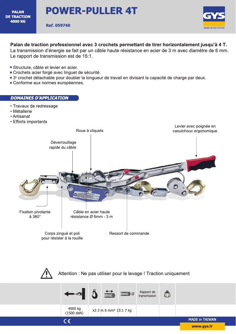 Imagen de la primera página del manual del dispositivo Power Puller 4T