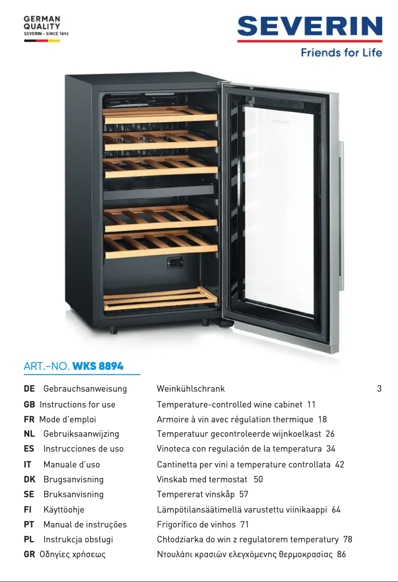 Imagen de la primera página del manual del dispositivo WKS 8894