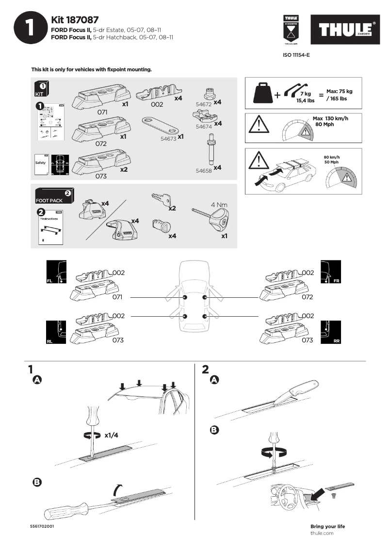 Página nº 1 - Manual de usuario Thule Kit 187087