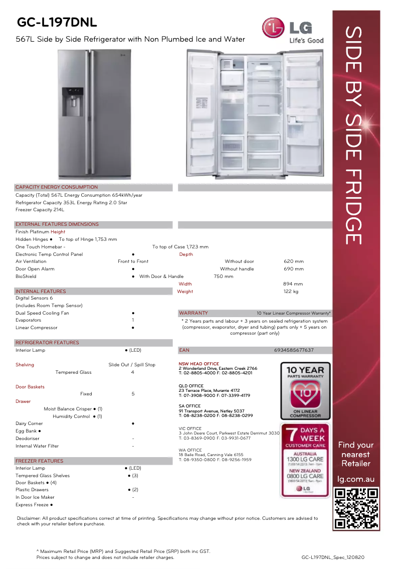Imagen de la primera página del manual del dispositivo GC-L197DNL