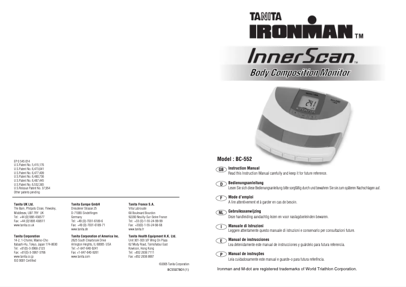 Imagen de la primera página del manual del dispositivo InnerScan BC-552