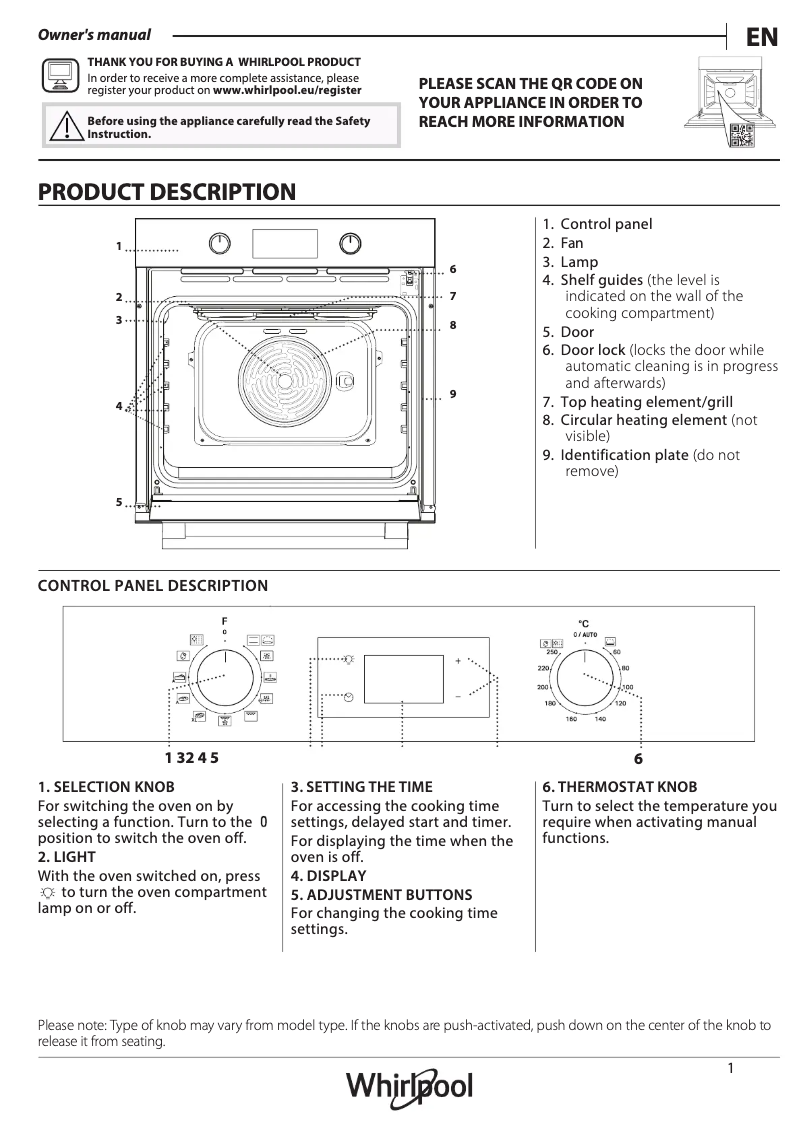 Página 1 del manual Manual de uso y mantenimiento Whirlpool OMK58RU1X