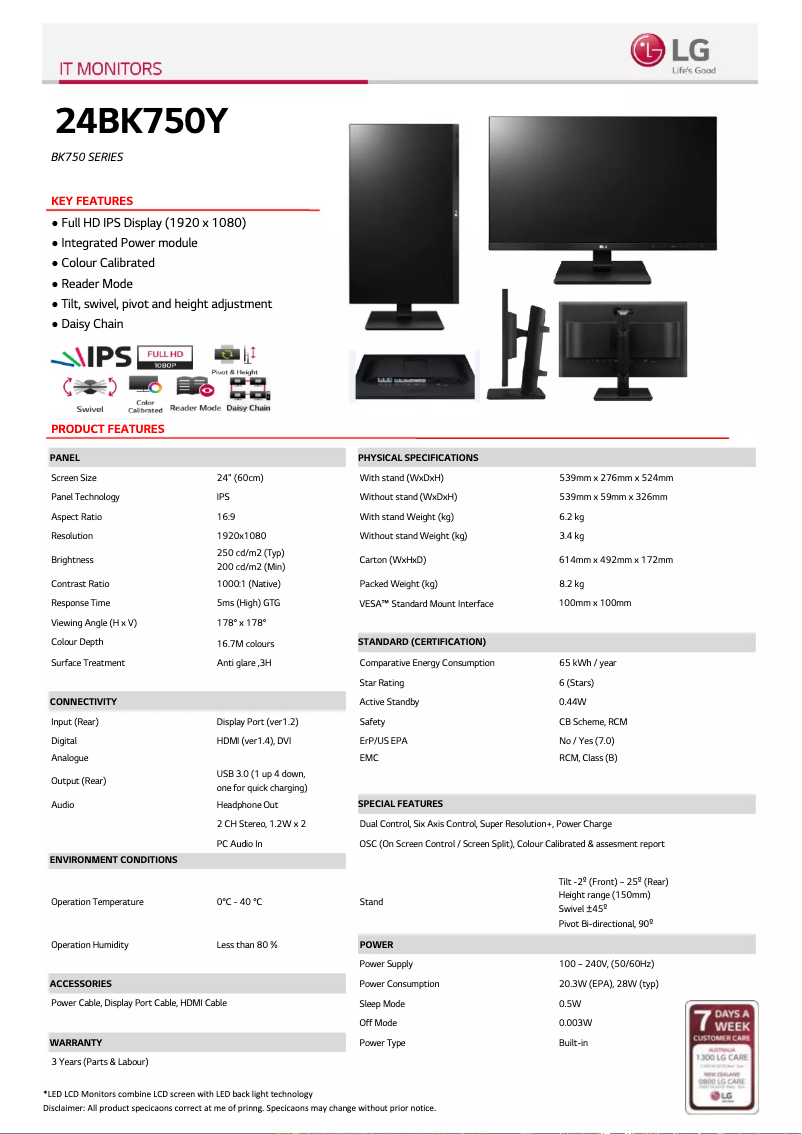 Imagen de la primera página del manual del dispositivo 24BK750Y