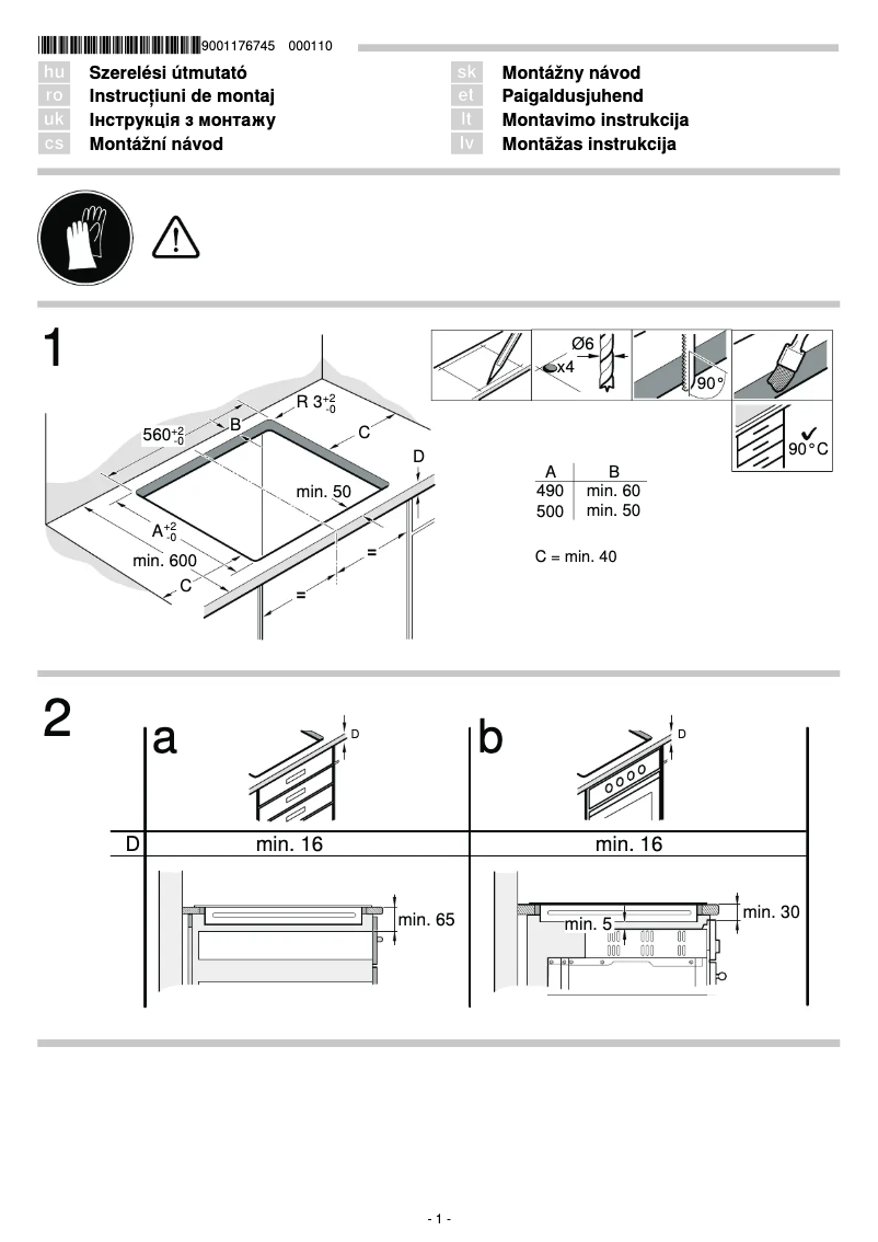 Página nº 1 - Guía de instalación Bosch PUE631BB1E
