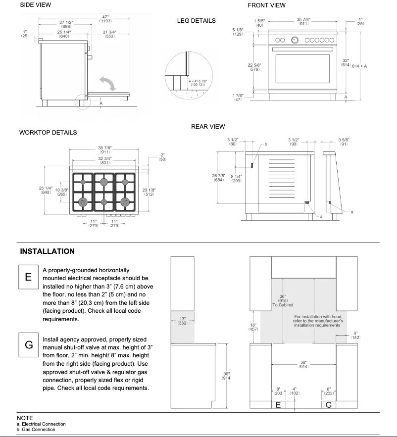 Página 1 del manual Guía de instalación Bertazzoni PRO366BCFEPBIT