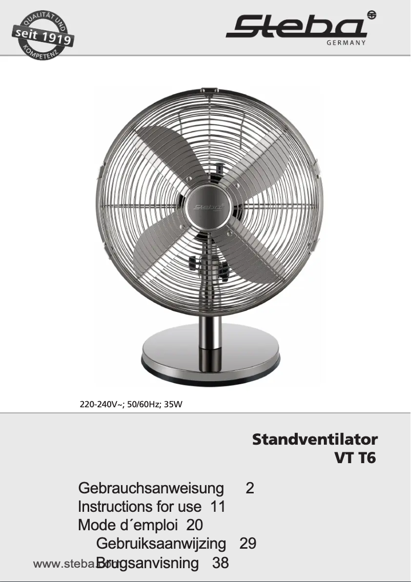 Página 1 del manual Manual de usuario Steba VT T6