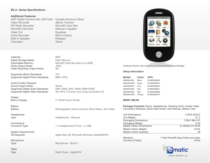 Página 1 del manual Manual de usuario Ematic EM638VIDBL